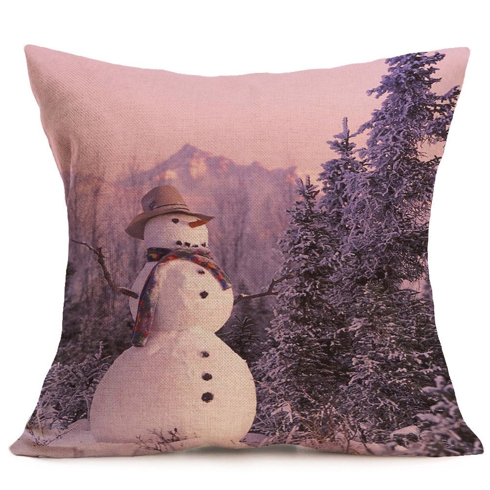 Reooly Feliz Navidad Lino Muñeco de Nieve Fundas de Almohada ...