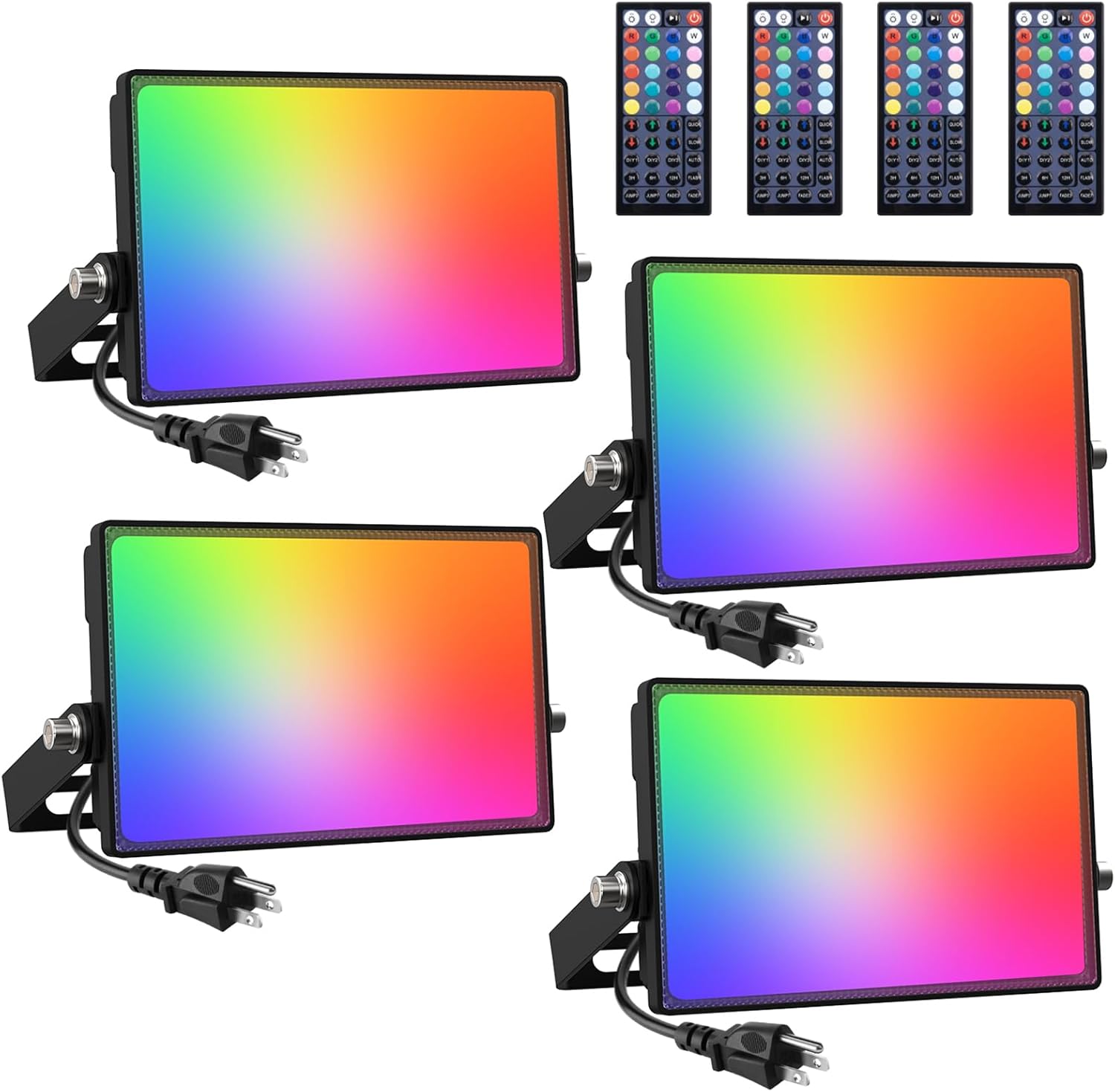 Lighting - Onforu 4 Pack RGB LED Flood Light 160W Equivalent, DIY Color Changing Stage Lights with Remote, IP66 Indoor Outdoor Landscape Floor Strobe Light, Uplights for Halloween Event, Uplighting Wall Wash