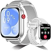 Kazunet Smart Watch for Women,1.83" HD Smartwatches (Answer/Make Call), IP68 Waterproof Activity Fitness Tracker, HR, Sleep Monitoring, Pedometer, Fitness Watch for Android iOS (Silver)