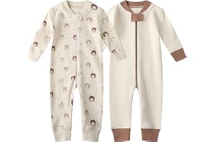 Owlivia Organic Cotton Baby Boy Girl Zip up Sleep 'N Play Pjs, Footless, Long Sleeve