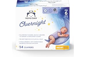 Amazon Brand - Mama Bear Overnight Diapers, Size 6, 54 Count