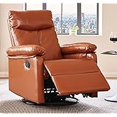 Susalt 30° Rocker & 360° Swivel Recliner Chair, Manual Glider Reclining with Adjustable Backrest Footrest and Lumbar Support