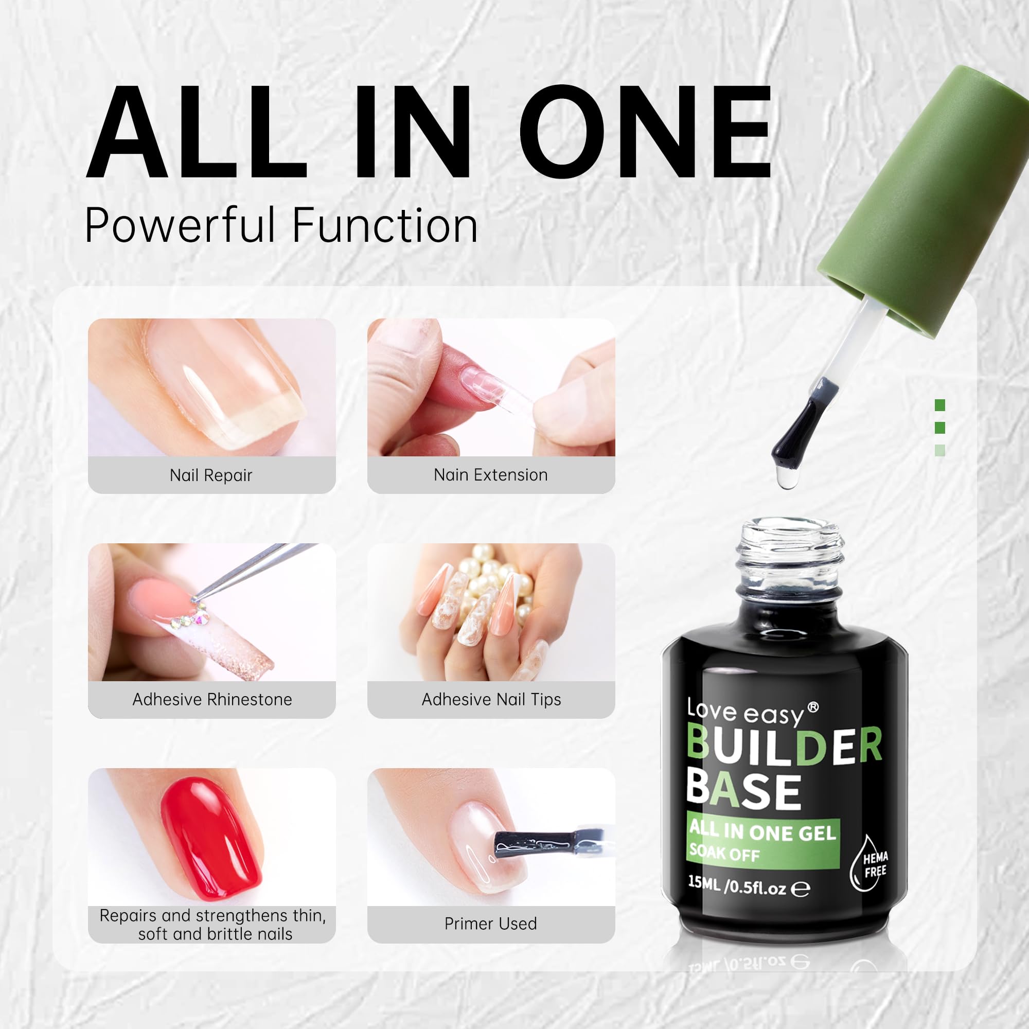 Love easy Salon-Pro Builder Gel Hypoallergenic Builder Base & Top Coat | 30+ Day Strong Adhesion with Gloss Finish | Stain-Resistant - Gift for Women - Image 3