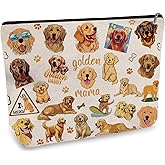 DOOX Golden Retriever Makeup Bags with Lining, Funny Cosmetic Bags Pencil Pouch - Double-Sided Print - Cute Birthday & Christmas Golden Retriever Gifts for Daughter, Sister, Women