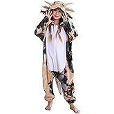 SimZoo Kids Animal Pajamas, Boy Girls Axolotl Cosplay Costume Sleepwear, One-Piece Unisex Homewear 4-13Y