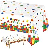 LINHAXM 3 Pack Building Block Party Tablecloth Building Block Disposable Plastic Table Cover for Blocks Birthday Party Supplies, 54 x 108 Inch