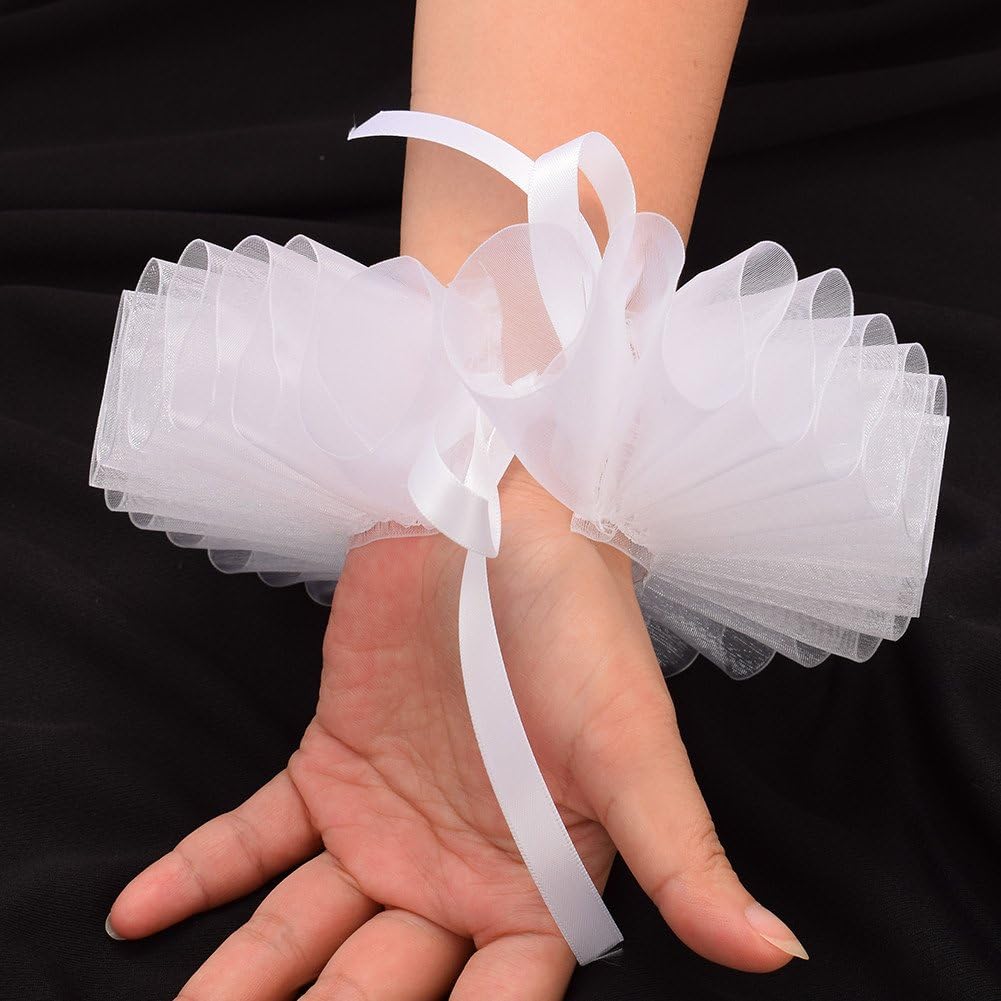 GRACEART Elizabethan Wrist Ruffs Ruffled Cuff Arm Bands (White)(Size: One Size) - Image 4