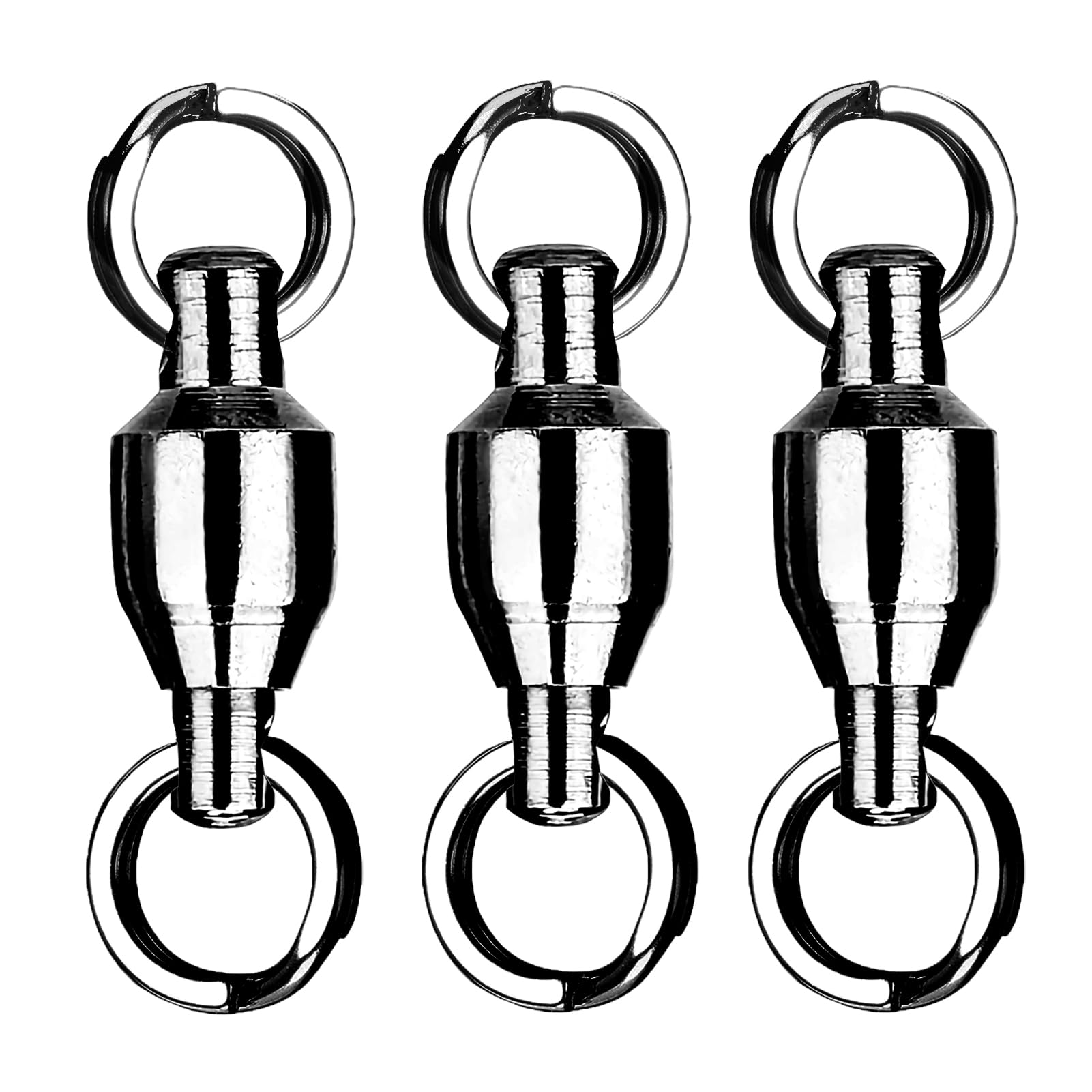 9Tong Bearing Rolling Fishing Swivel Freshwater High Strength Fishing Swivels Steel Ball Stainless Bearing Swivel Saltwater Black Nickel 25pcs 9lbs