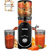 SUSTEAS Juicer Machines with 5.3" Extra Wide Chute, Whole Fruits Vegetables | Cold Press Juicer for 50oz Capacity Juice Extractor, High Juice Yield, Easy to Clean, Masticating juicer, Premium Black