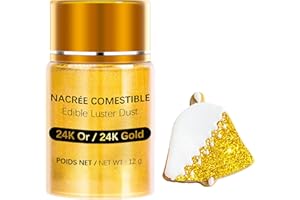 Edible Luster Dust,Gold Luster Dust 12g Food Grade Metallic Shimmer,Edible Glitter for Desserts Cake Decorating, Baking, Fond