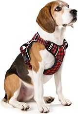 HEELE Dog Harness Medium No Pull Vest with Handle Reflective Checkered-Red M