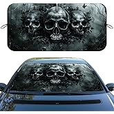 Skull Car Windshield Sun Shade Skeleton Black Forest Art Heatshield Front Window Car Sun Shade Windshield Blocks UV Rays Sun Visor Protector for Car Sedan Truck SUV Accessories 59x31.5 Inch