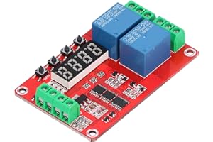 Agatige Time Delay Relay Module, DC 12V Timer Relay Programmable Delay Relay Module with LED Display, 2-Channel Timer Switch Self Lock Cycle Delay Controller Board for Smart Home, Automatic Control
