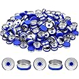 PATIKIL 20mm Flip Off Caps, 200 Pcs Flip Off Caps Flip Off Seals Flip Off Vial Seals Plastic Aluminum Caps Cover for Glass Vial, Blue