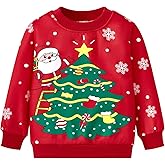 FUNMETA Toddler Baby Boy Girls Christmas Sweatshirts, Ugly Long Sleeve Crewneck Pullover Sweatshirt Xmas Sweaters