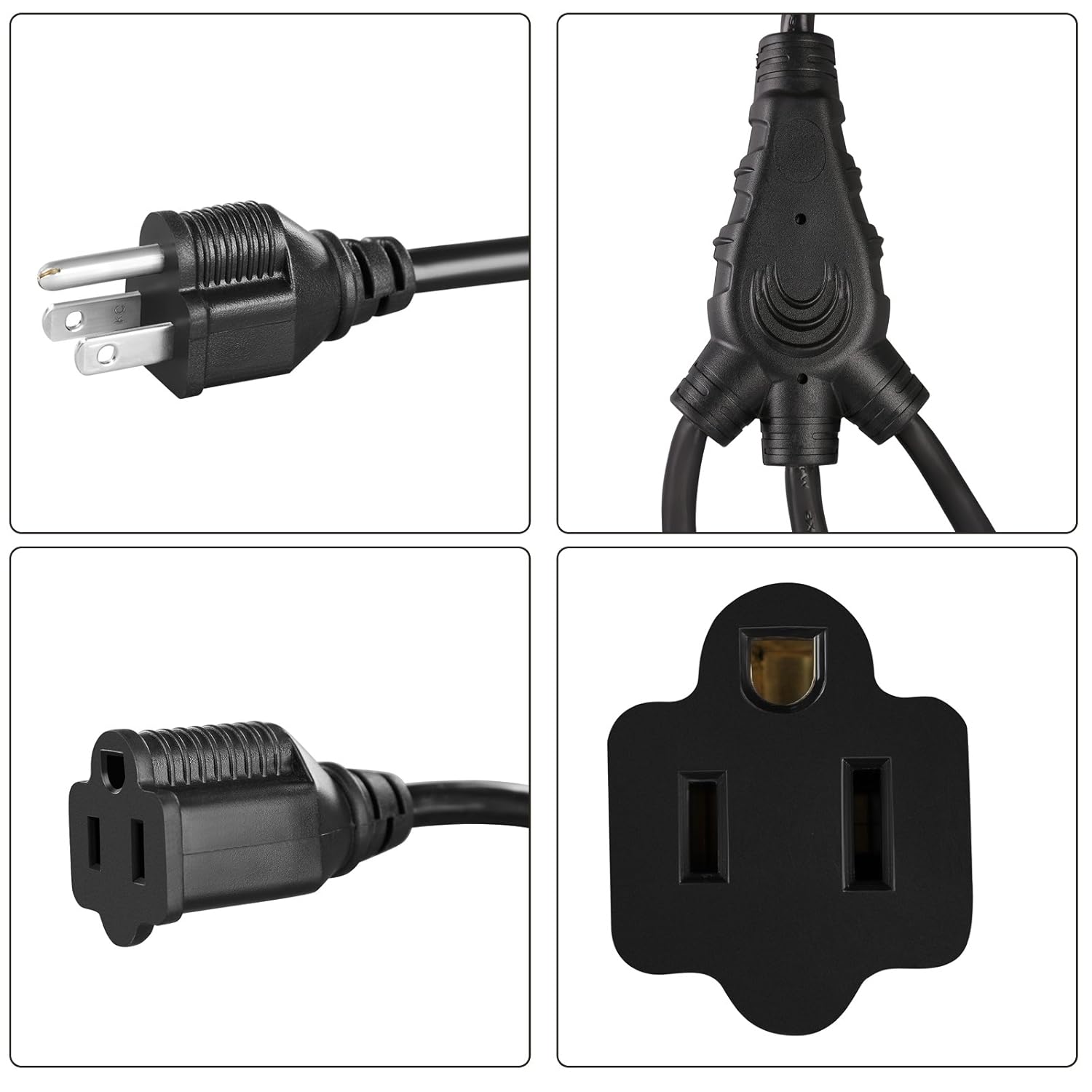 DEWENWILS 18 Inch 1 to 3 Extension Cord Splitter Cable, 16AWG Heavy