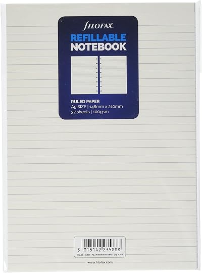 Filofax A5 Ruled Notes Refillable Notebook White 32 Sheets 100gsm 6mm