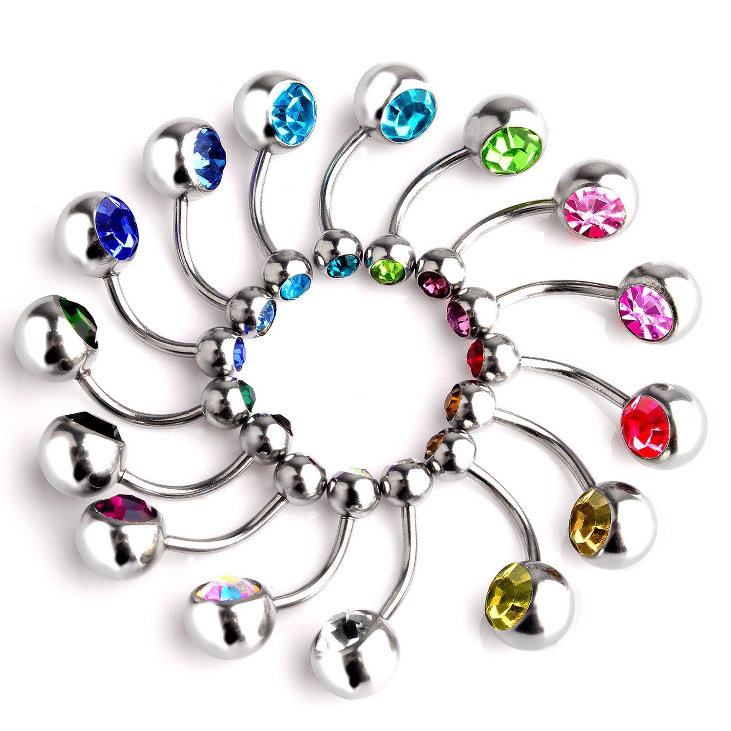 15 Pcs Belly Bars Button Belly Rings Navel Ring Belly Piercing Set