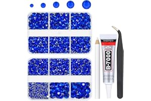 qiipii 3060PCS Royal Blue Resin Rhinestones for Crafting Dark Blue Flatback Crystal Stones 2mm 3mm 4mm 5mm 6mm Diamonds Gems Charms Supplies for Nails Face Eyes Makuep Tumblers Bottle DIY Crafts Decor