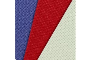 KCS 3 pc of 12" x 18" (30cmx45cm) 14CT Counted Cotton Aida Cloth Cross Stitch Fabric (Red+Light Green+Jeans Blue)