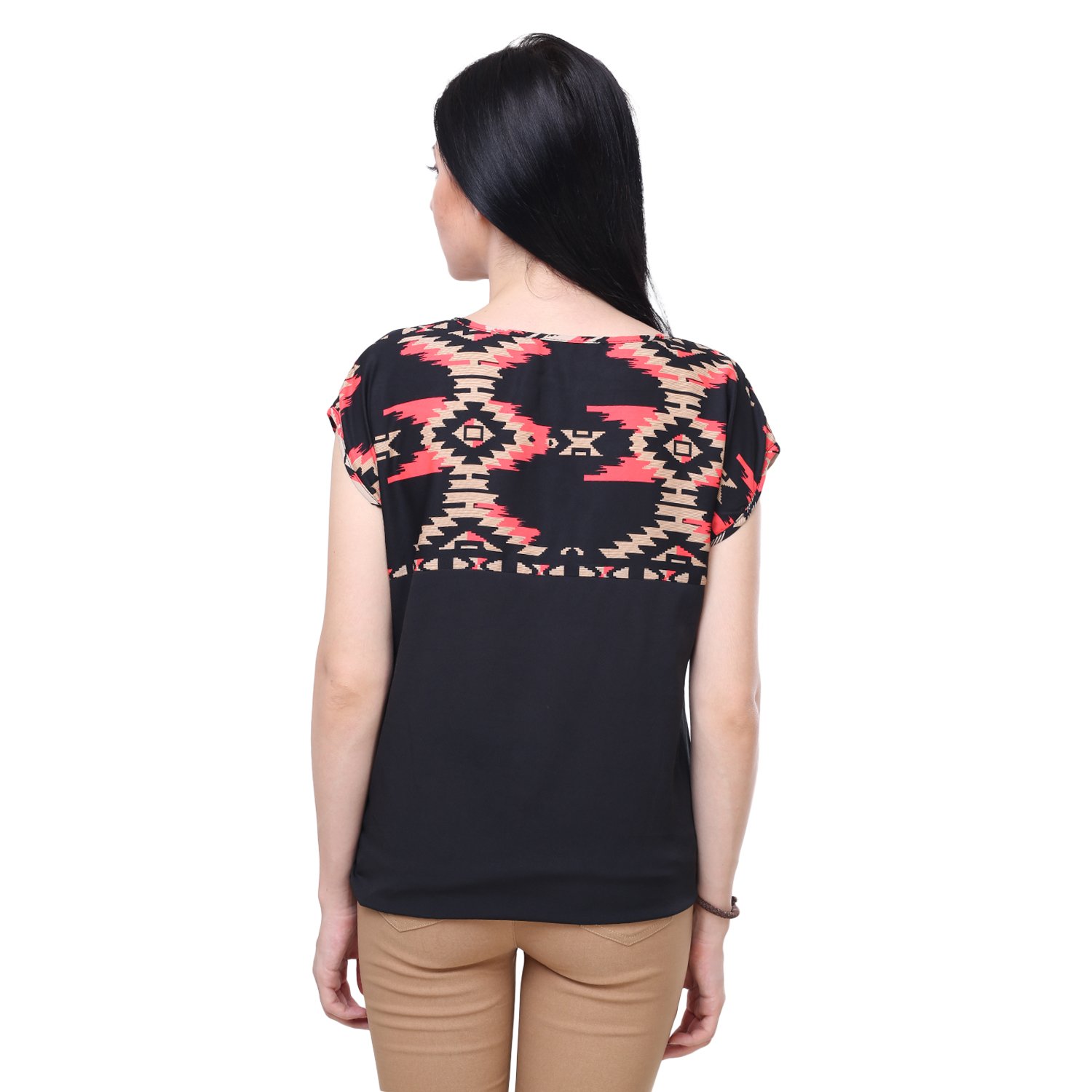 deewa black & red printed top