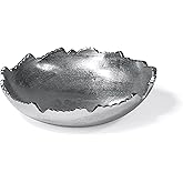 Red Co. 8.75” Silver Moon Decorative Metal Torn Hammered Asymmetrical Centerpiece Bowl with Pointed Edges