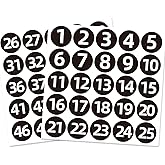 STARLIBOO Black Consecutive Number Stickers 1-50, 500Pcs- 2 inch Vinyl Self Adhesive Removable Numbered Label, Ideal for Inve