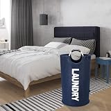 DOKEHOM 90L Large Collapsible Laundry Basket Freestanding Dark Blue view 9