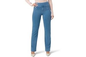 HUE Womens Super Soft Stretch High Rise Straight Leg Denim Leggings, Jeggings with No Side SeamsLeggings