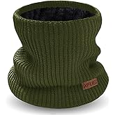 XFUEL Kids Neck Warmer, Knitted Winter Neck Gaiter, Fleece Lined Infinity Scarf for Boys Girls, Ski Mask for Cold Weather