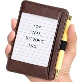 Index Card Holder Brown 3 x 5 PU Index Card Wallet Portable Pocket Notepad Holder with 25 Lined Sheets Mini Note Card Holder Writing Case with Card Slot Note Card Case for Record Sports No Pen