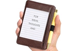 SHIQIKEJIPTY Index Card Holder Brown 3 x 5 PU Index Card Wallet Portable Pocket Notepad Holder with 25 Lined Sheets Mini Note Card Holder Writing Case with Card Slot Note Card Case for Record Sports No Pen