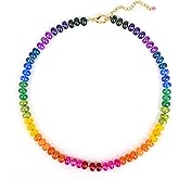 Beaded Necklace, Colorful Gemstone Choker Necklace, Boho Beach Jewelry, Gift for Women