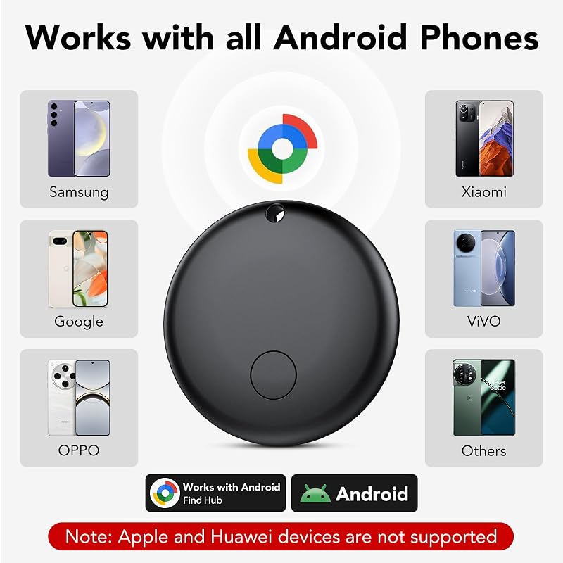 Tracker Tag Android Smart Tag, Schlüsselfinder KeyFinder kompatibel mit Google Mein Gerät Finden APP (Android NUR), Bluetooth Key Finder für Gepäck/Taschen/Koffer/Brieftasche (4er Pack) — Foto 2 von 8