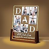 Personalized Fathers Day Birthday Christmas Gifts From Daughter Son Kids Wife, Custom Acrylic Picture Frame Night Light With Photo Text, Customized Best Dad Ever Gifts For Dad Papa Husband Men
