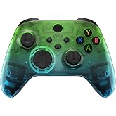 eXtremeRate Replacement Faceplate for Xbox Series X &amp; S - Personalize Your Control - Gradient Translucent Green Blue Custom Front Housing Shell for Xbox Core Controller Wireless