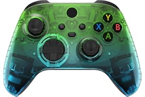eXtremeRate Gradient Translucent Green Blue Replacement Front Housing Shell for Xbox Series X Controller, Custom Cover Facepl