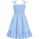 Arshiner Girls Summer Dress Tween Spaghetti Strap Smocked Casual Beach Sundress with Pockets 6-14Y