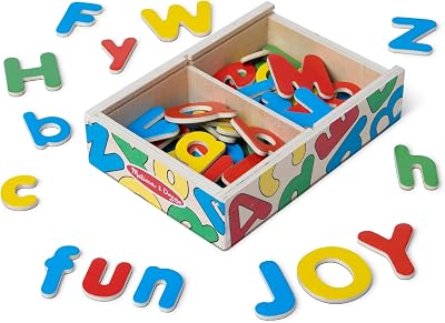 Melissa & Doug 52 Wooden Alphabet Magnets in a Box Uppercase & Lowercase Letters