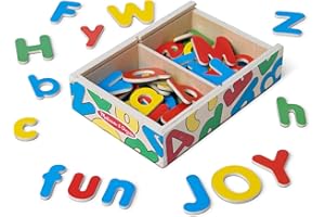 Melissa & Doug 52 Wooden Alphabet Magnets in a Box - Uppercase and Lowercase LettersABC Learning Toys, Chunky Magnetic Letter