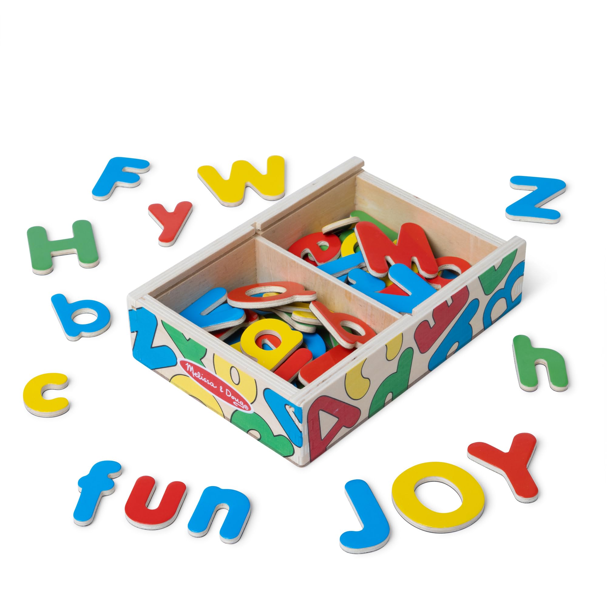 Melissa & Doug 52 Wooden Alphabet Magnets in a Box - Uppercase and Lowercase Letters ABC Learning Toys, Chunky Magnetic Letters For Toddlers And Kids Ages 3+ - FSC Certified
