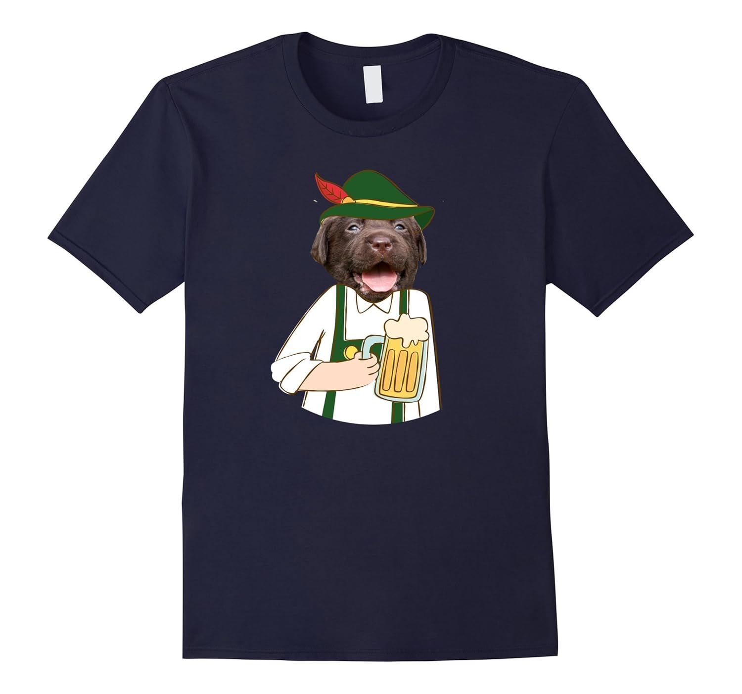 Funny Oktoberfest T-Shirt Labrador Dog in German Lederhosen-ANZ