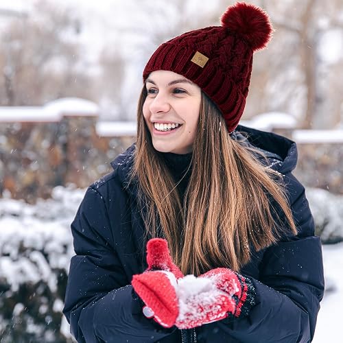 PAGE ONE Womens Winter Ribbed Beanie Crossed Cap Chunky 