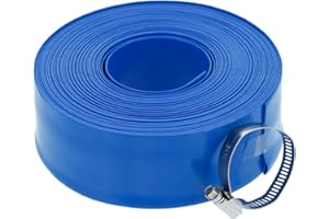 U.S. Pool Supply Pool Backwash Hose 1.5" x 50' - Heavy-Duty Pool Drain Hose, Filter Pump Water Drainage, Sump Pump Discharge, Inground Draining - Flexible Lay Flat, Clamp
