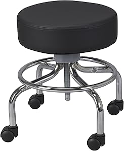Drive Medical Deluxe Wheeled Round Stool, Black