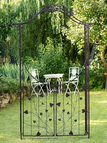 Aubaho Nostalgie Gartentur Gartentor 235cm Eisen Antik Stil Garten Rosenbogen Spalier Amazon De Garten