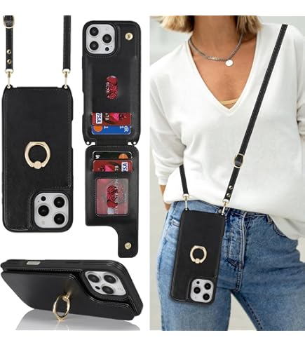 Amazon.com: Lipvina for iPhone 13 Case with Card Holder and Strap