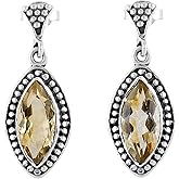 DEVMUKTI 925 Sterling Silver Dangle Earrings, Natural Gemstones Crystals, Handmade Lightweight Boho Jewelry, Chakra Healing Stones, Hypoallergenic Studs Earring, Birthday Christmas Gift for Women