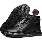 ZPPORDMR Men's Classic Business Italian Cashmere Chukka Boots Comfortable Non-Slip Shock-Absorbing Side Zipper Ankle Boots Casual Leather Fashion Round Toe Leather Boots