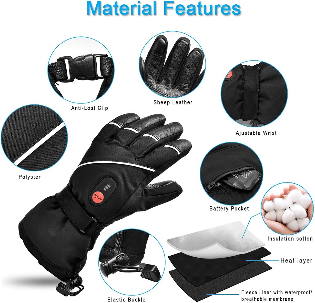 Upgraded Heated Gloves for Men Women,Electric Ski Motorcycle Snow Mitten Glove Arthritis: Clothing